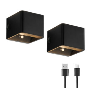 Oplaadbare Wandlamp met Sensor 5W Set 2 Stuks Zwart